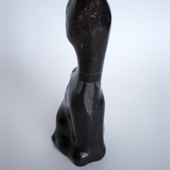 Black Clay Cat Figure, Vintage Mexican Pottery, Vtg Folk Art, Hand Etched Design - Picture 2 of 8